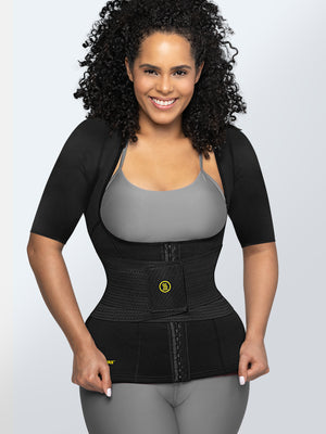 Cami hot waist cincher with sleeves + black waist trainer
